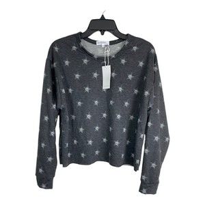 Antistar Womens Shirt Size Medium Gray Crop Stars Long Sleeve NEW